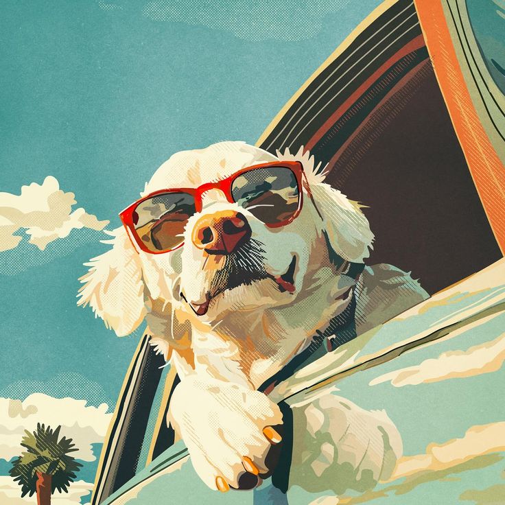 White Dog going for a ride
